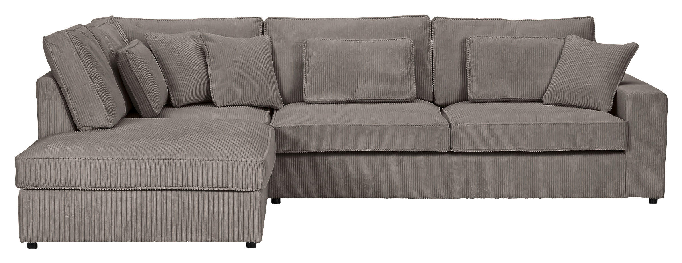 ECKSOFA Taupe Cord Zierkissen, Rückenkissen, Rücken echt  - Taupe/Schwarz, MODERN, Kunststoff/Textil (228/307cm) - Carryhome
