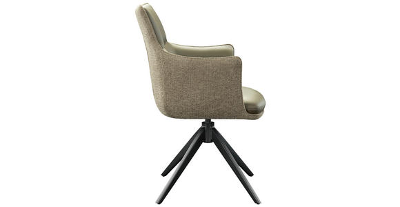 ARMLEHNSTUHL  Sitzfläche 360° drehbar, automatische Rückholfunktion Flachgewebe, Mikrofaser  - Taupe/Schwarz, Design, Holz/Textil (61/88/60cm) - Hom`in