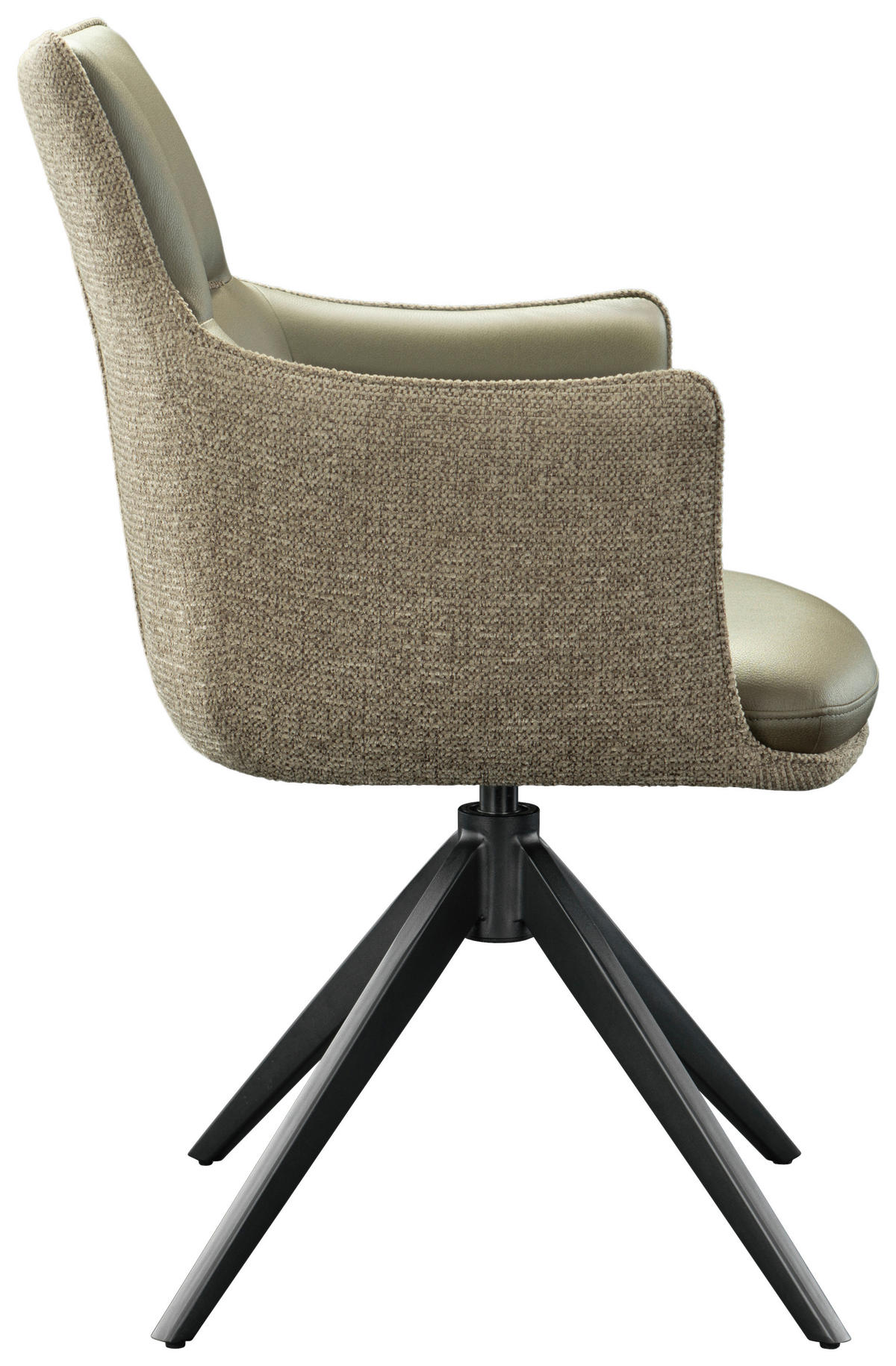 ARMLEHNSTUHL  Sitzfläche 360° drehbar, automatische Rückholfunktion Flachgewebe, Mikrofaser  - Taupe/Schwarz, Design, Holz/Textil (61/88/60cm) - Hom`in