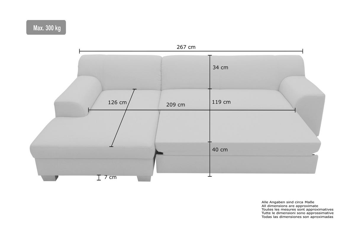 ECKSCHLAFSOFA TINOS Grün Webstoff  - Beige/Grün, Basics, Textil (273/157cm) - MID.YOU