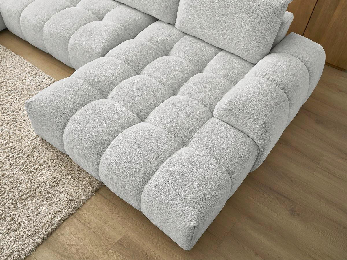 ECKSCHLAFSOFA EVEREST  mit Rücken echt, Armteil links, Armteil rechts Flachgewebe Hellgrau  - Hellgrau/Schwarz, MODERN, Kunststoff/Textil (212/423/198cm)