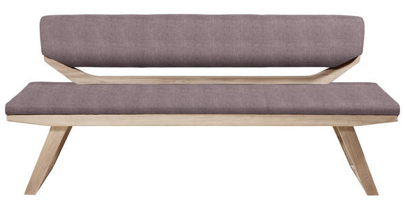 SITZBANK Webstoff Asteiche massiv Eichefarben, Aubergine - Eichefarben/Aubergine, Natur, Holz/Textil (170/81/56cm) - Linea Natura