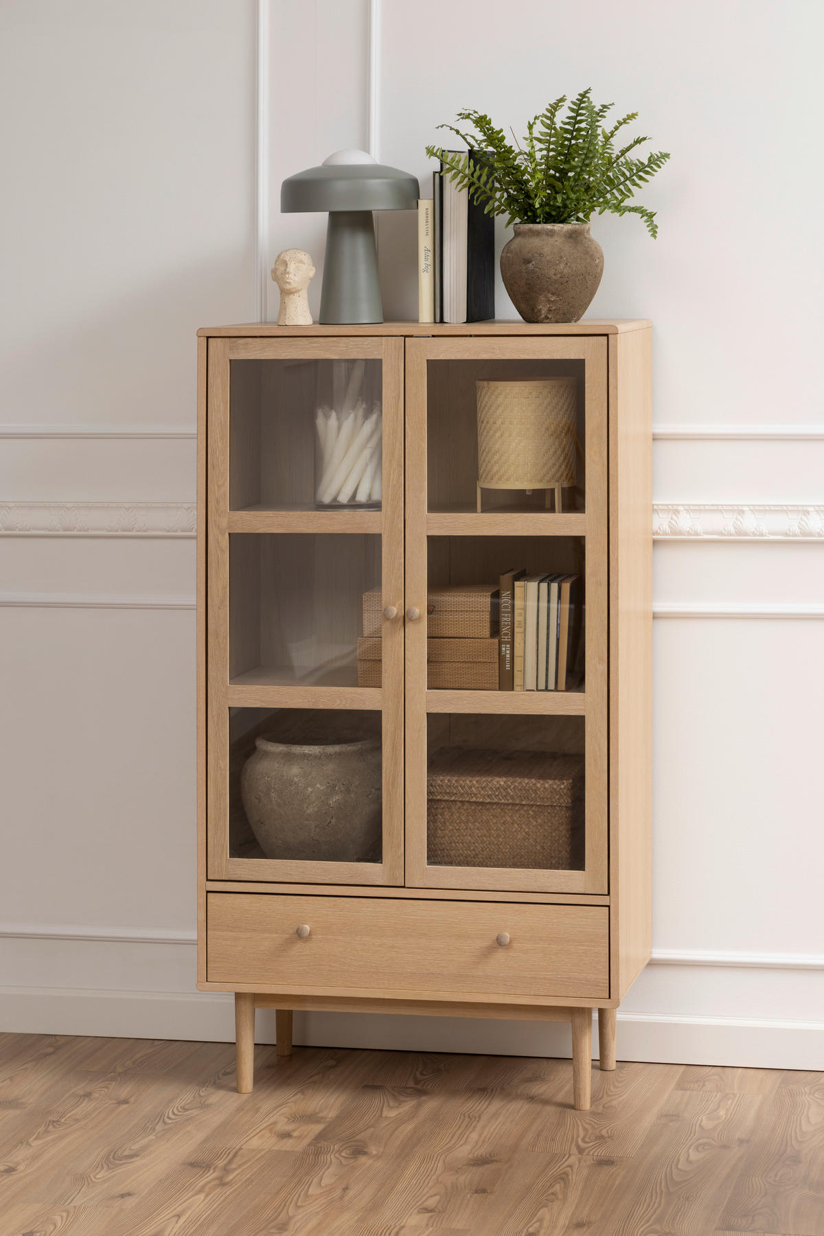 VITRINE in furniert Eiche Eichefarben  - Eichefarben, Modern, Glas/Holz (80/144,5/40cm) - MID.YOU