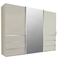 SCHWEBETÜRENSCHRANK 300/217/67 cm 3-türig Champagner  - Chromfarben/Champagner, Design, Glas/Holzwerkstoff (300/217/67cm) - Novel