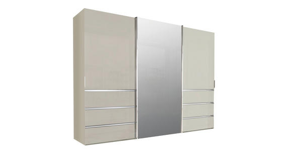 SCHWEBETÜRENSCHRANK 300/217/67 cm 3-türig Champagner  - Chromfarben/Champagner, Design, Glas/Holzwerkstoff (300/217/67cm) - Novel