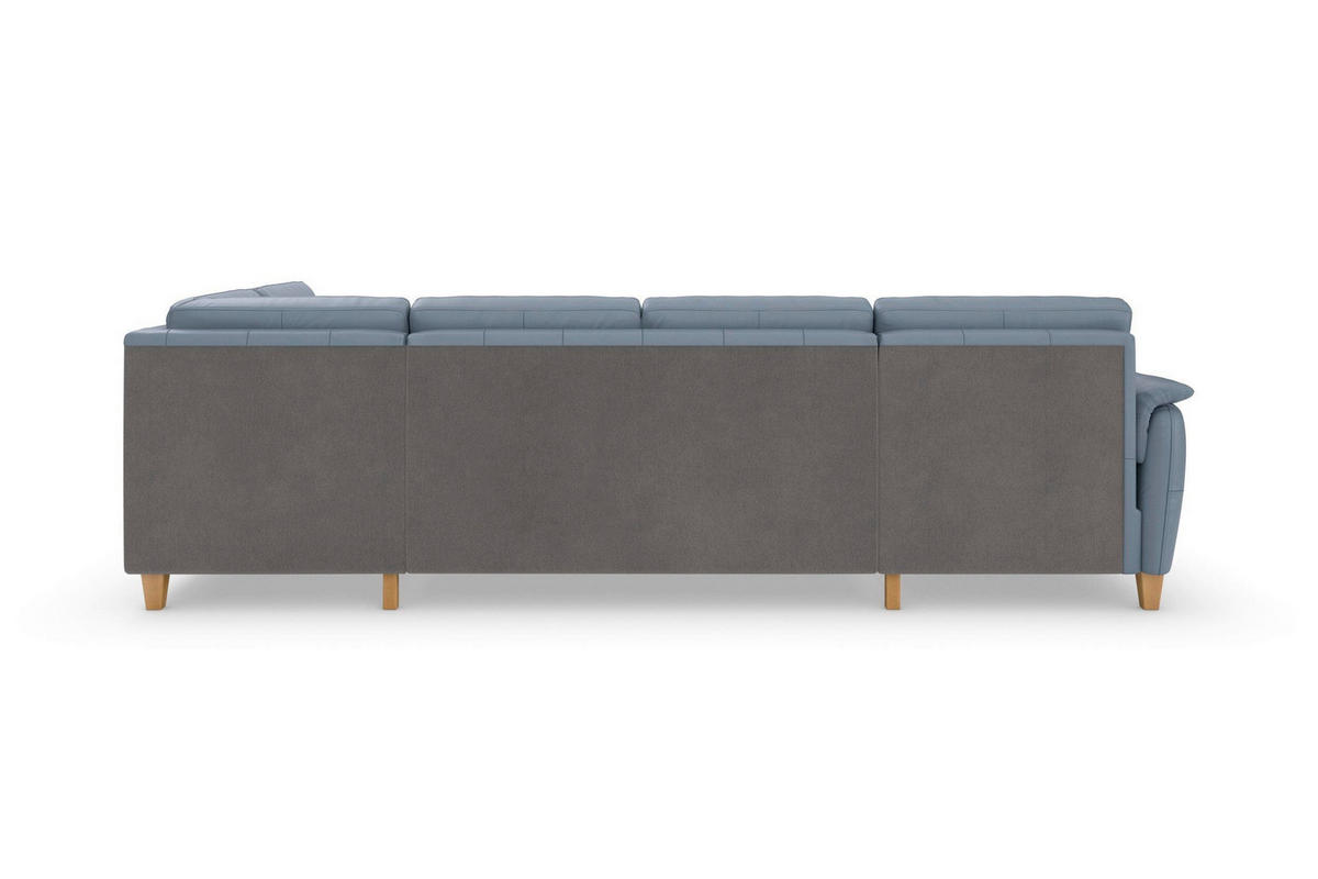 WOHNLANDSCHAFT PALMERA E in Echtleder Graublau  - Graublau/Eichefarben, Basics, Leder/Holz (163/308/212cm) - Sit & More