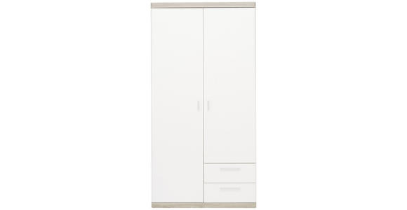 KLEIDERSCHRANK in Weiß, Eichefarben - Eichefarben/Alufarben, KONVENTIONELL, Holzwerkstoff/Metall (100/197/60cm) - Xora