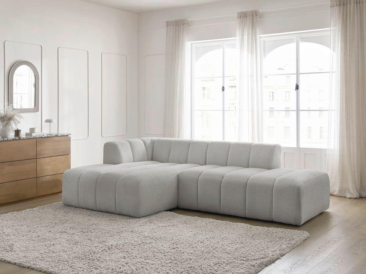 ECKSOFA  ANNECY Hellgrau Bouclé  - Hellgrau/Schwarz, MODERN, Kunststoff/Textil (170/262cm)