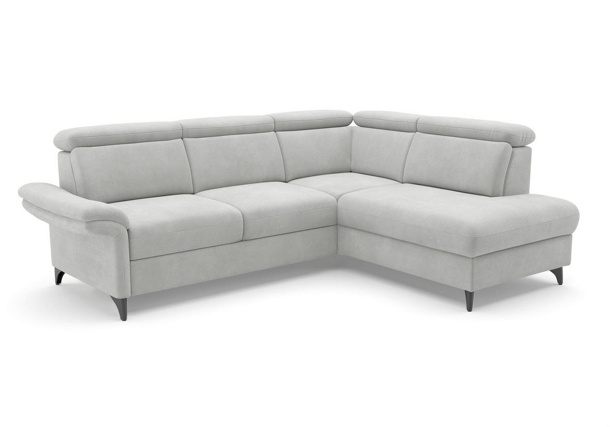 ECKSOFA Flachgewebe Silberfarben  - Silberfarben/Schwarz, Konventionell, Textil/Metall (247/193cm) - Sit & More