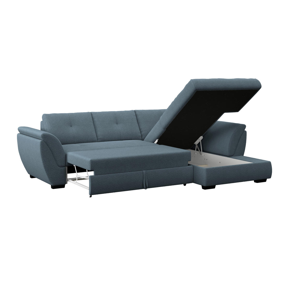 ECKSOFA Blau  - Blau/Schwarz, Konventionell, Textil (278/187cm) - MID.YOU