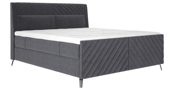 BOXSPRINGBETT 180/200 cm  in Dunkelgrau  - Dunkelgrau/Schwarz, Design, Textil/Metall (180/200cm) - Esposa