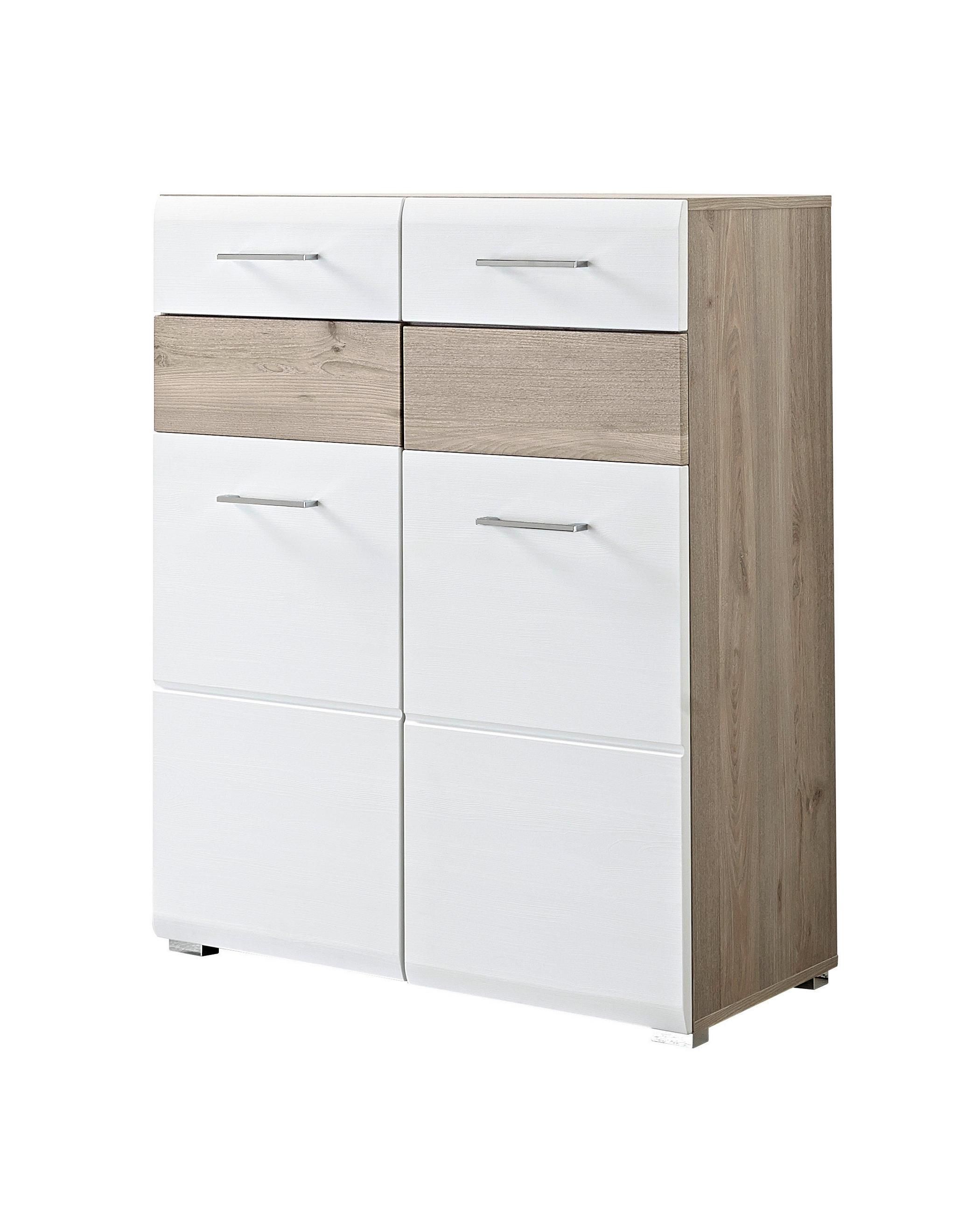 SCHUHSCHRANK Eiche Weiß, Eichefarben  - Chromfarben/Eichefarben, Basics, Holzwerkstoff/Metall (84/104/40cm) - Carryhome
