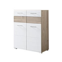 SCHUHSCHRANK Eiche Weiß, Eichefarben  - Chromfarben/Eichefarben, Basics, Holzwerkstoff/Metall (84/104/40cm) - Carryhome