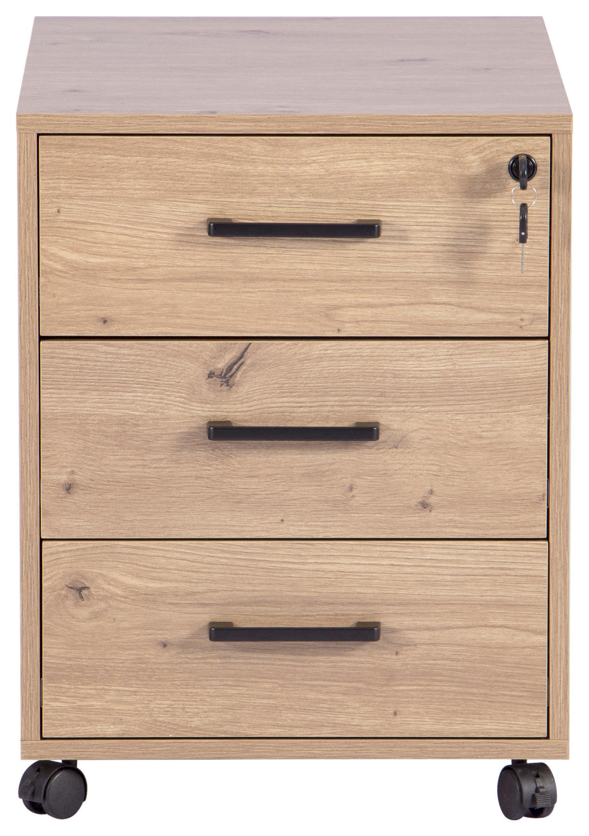 ROLLCONTAINER 43/56/60 cm  - Schwarz/Eiche Artisan, MODERN, Holzwerkstoff/Kunststoff (43/56/60cm) - Livetastic