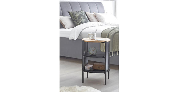 BEISTELLTISCH 44/44/60 cm Naturfarben, Schwarz rund - Schwarz/Naturfarben, Trend, Holzwerkstoff/Metall (44/44/60cm) - Xora