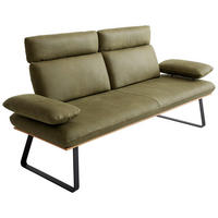 SITZBANK 220/111/92 cm Echtleder Olivgrün Metall  - Beige/Schwarz, Design, Leder/Metall (220/111/92cm) - Koinor