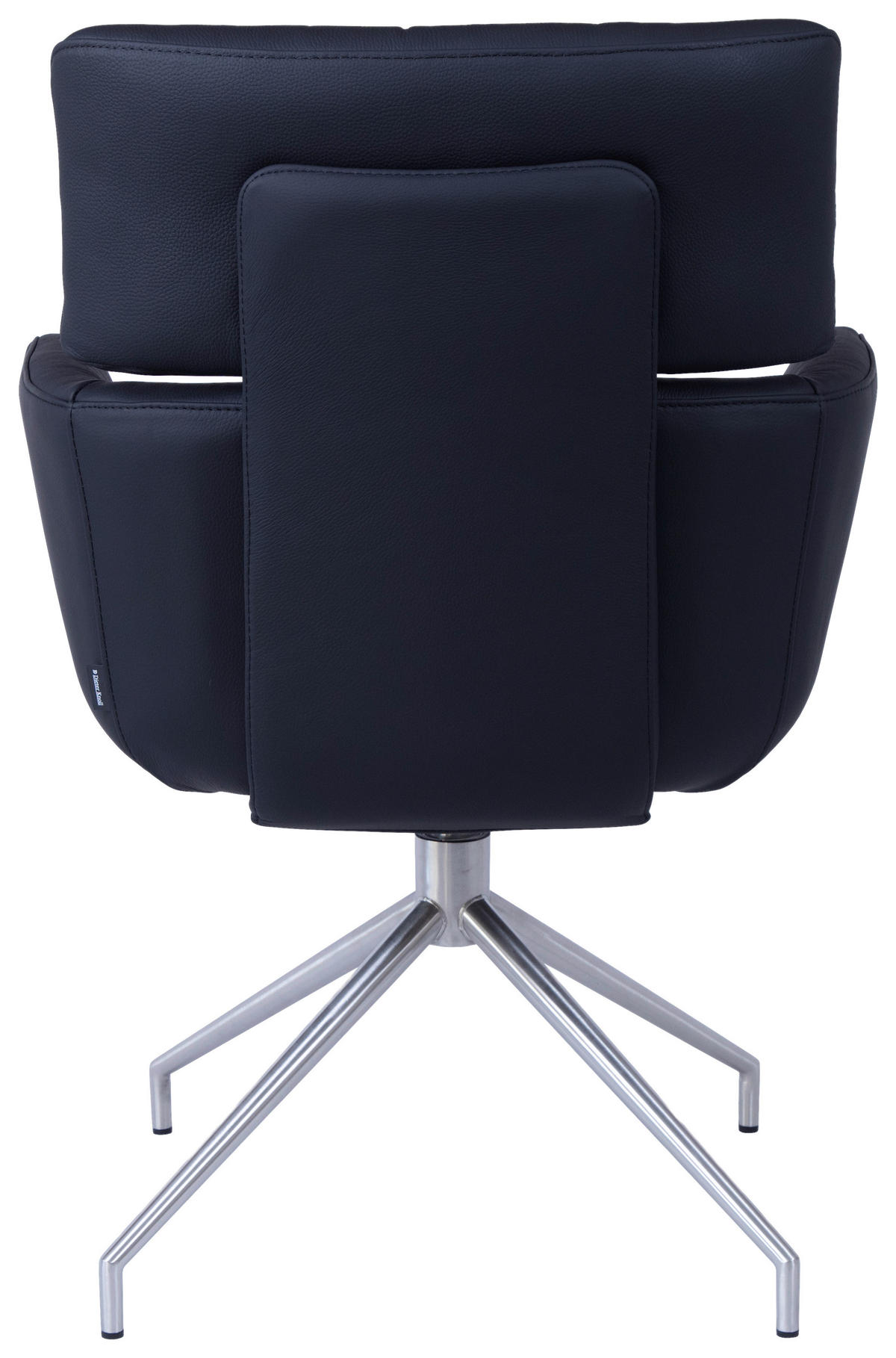 ARMLEHNSTUHL  Sitzfläche 360° drehbar, automatische Rückholfunktion  Echtleder  Schwarz, Edelstahlfarben  - Edelstahlfarben/Schwarz, Design, Leder/Metall (62/92/66cm) - Dieter Knoll