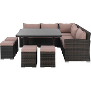 GARTENSET 19-teilig - Taupe/Braun, Design, Glas/Kunststoff (225/225cm) - AMATIO