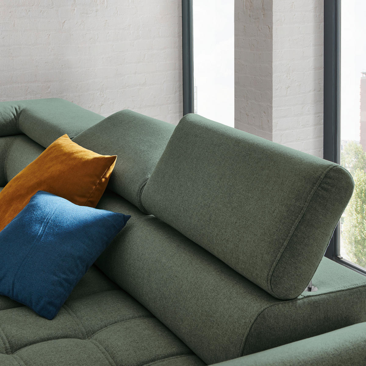 ECKSOFA in Webstoff Dunkelgrün  - Dunkelgrün/Schwarz, Design, Textil/Metall (223/263cm) - Welnova