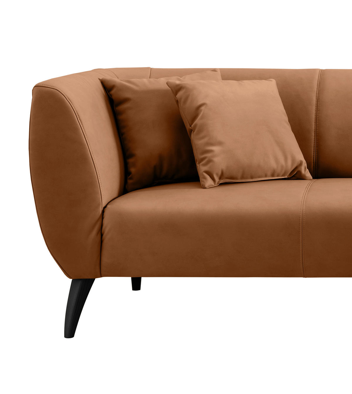 ECKSOFA in Lederlook Cognac  - Cognac/Schwarz, Modern, Holz/Textil (264/160cm) - Livetastic