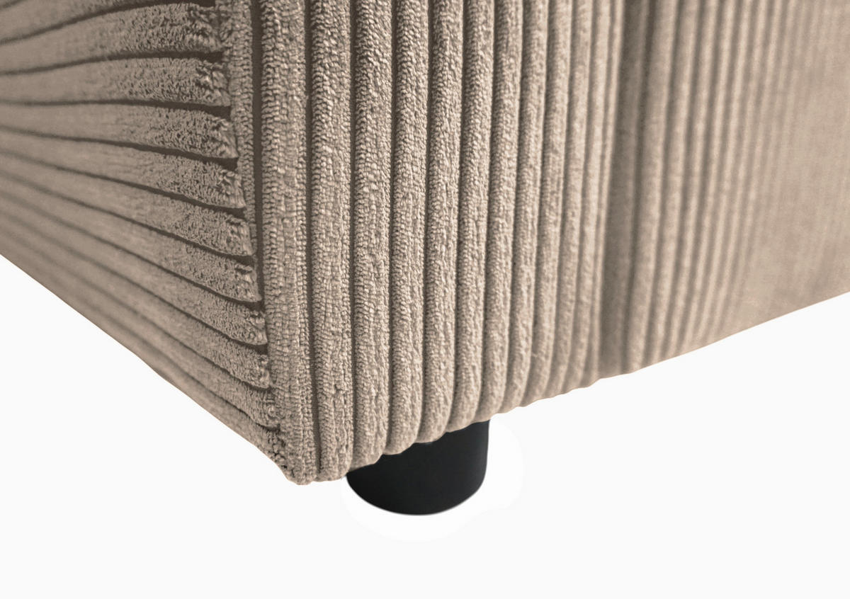 ECKSOFA in Cord Taupe  231/155 cm  - Taupe/Schwarz, Design, Kunststoff/Textil (231/155cm) - MID.YOU