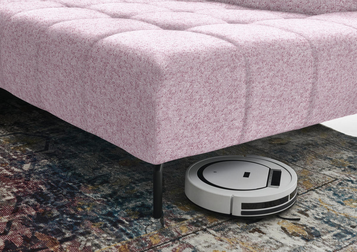 ECKSOFA in Chenille Rosa  - Schwarz/Rosa, Design, Textil/Metall (323/222cm) - Beldomo Style