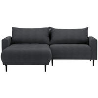 ECKSOFA in Flachgewebe Dunkelgrau  - Dunkelgrau/Schwarz, Design, Holz/Textil (160/215cm) - Stylife