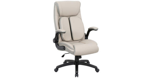 CHEFSESSEL in Lederlook, Netzbespannung Grau, Schwarz, Taupe - Taupe/Schwarz, KONVENTIONELL, Kunststoff/Textil (70/113-121/74cm) - Cantus