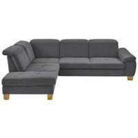 ECKSOFA  in Flachgewebe Grau  243/301 cm  - Wildeiche/Grau, Natur, Holz/Textil (243/301cm) - Voleo
