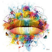 KUNSTDRUCK Frauen 30/30 cm  - Schwarz/Weiß, Basics, Papier (30/30cm) - Monee