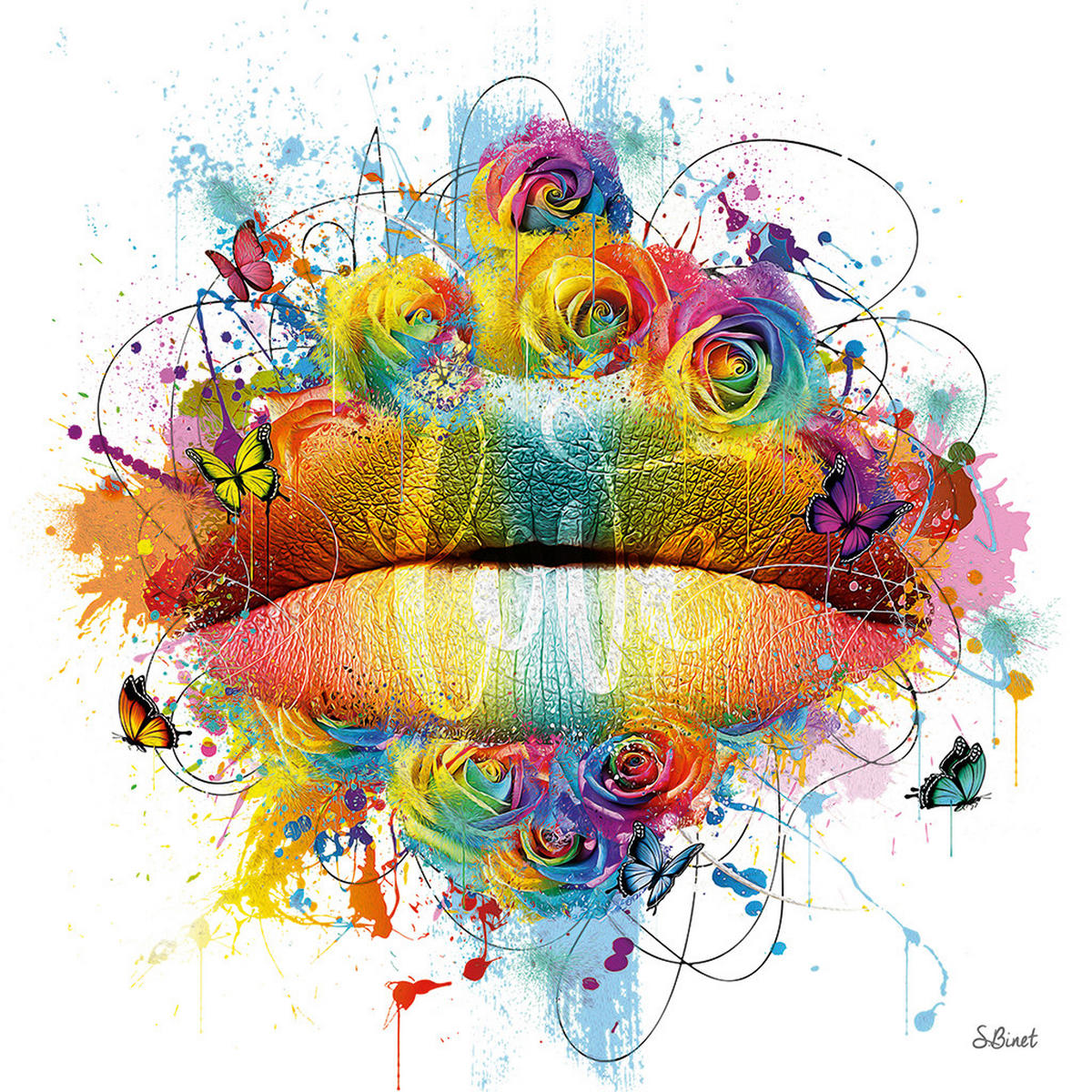 KUNSTDRUCK Frauen 30/30 cm  - Schwarz/Weiß, Basics, Papier (30/30cm) - Monee