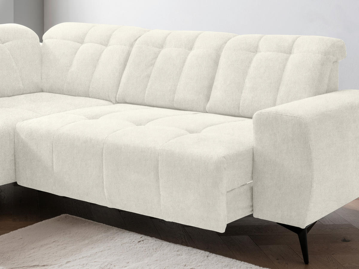 ECKSOFA Creme Mikrofaser  - Creme/Schwarz, MODERN, Textil/Metall (200/261cm) - Livetastic