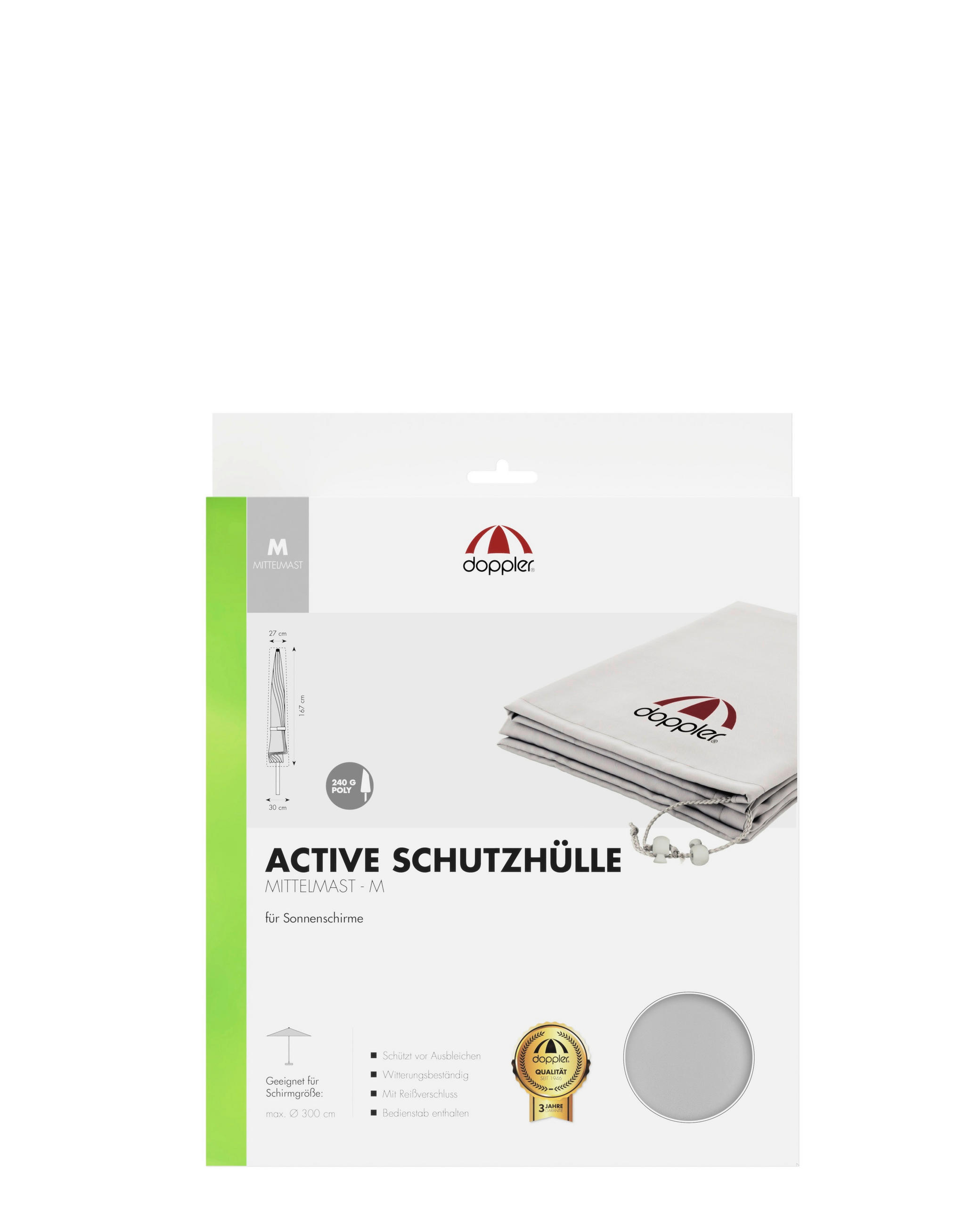 SCHIRMHÜLLE - Hellgrau, Basics, Textil (167/30/27cm) - Doppler