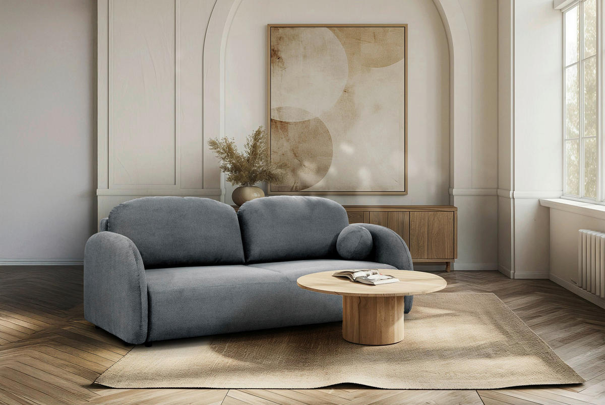 SCHLAFSOFA ROMA  mit Struktur Blau  - Blau/Schwarz, Design, Textil (230/90/105cm) - MID.YOU