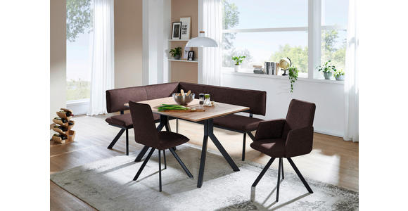 ECKBANK 140/180 cm in Schwarz, Dunkelbraun - Dunkelbraun/Schwarz, MODERN, Textil/Metall (140/180cm) - Cantus