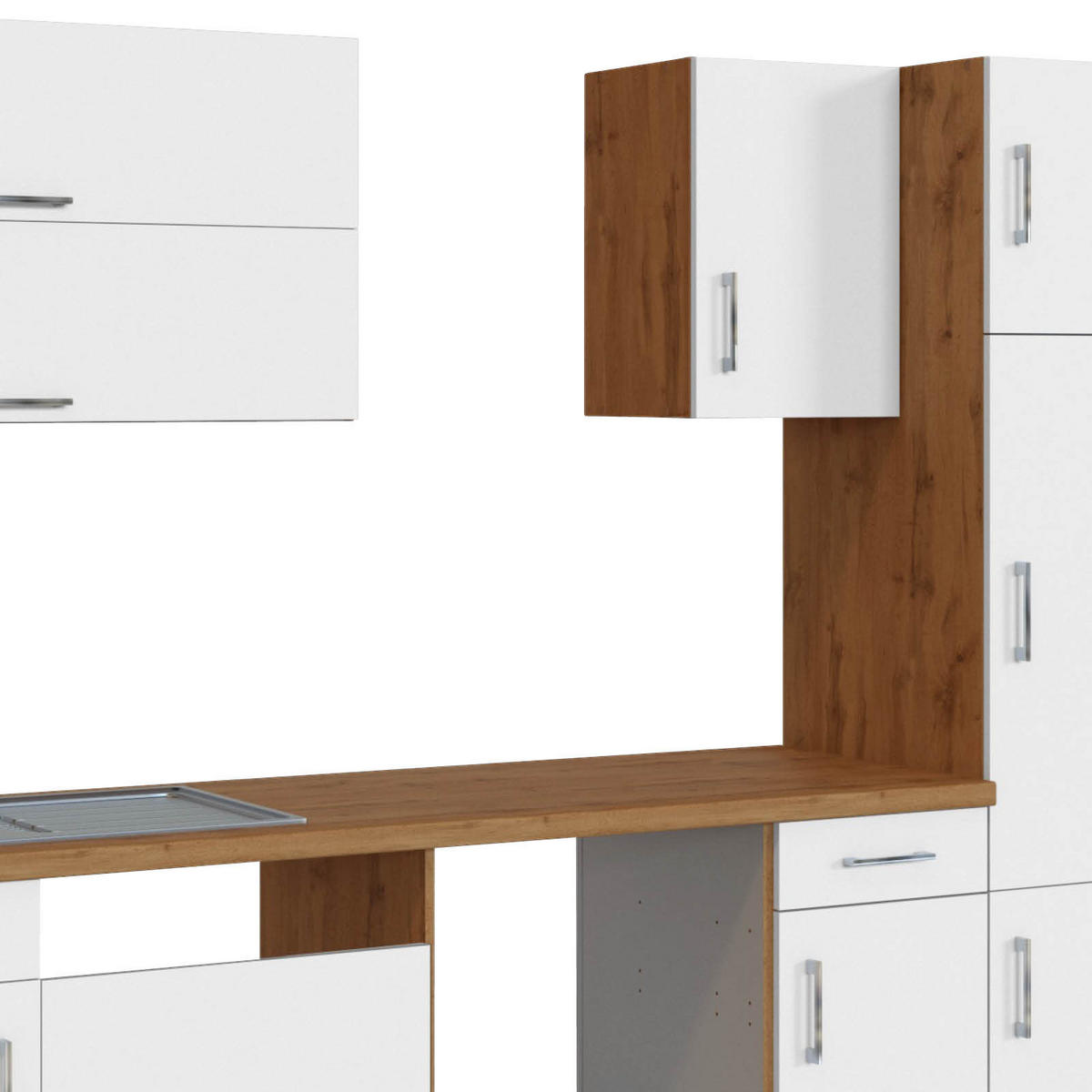KÜCHENLEERBLOCK   in Weiss  - Weiss/Eichefarben, Modern, Holzwerkstoff (270/200/60cm) - Held