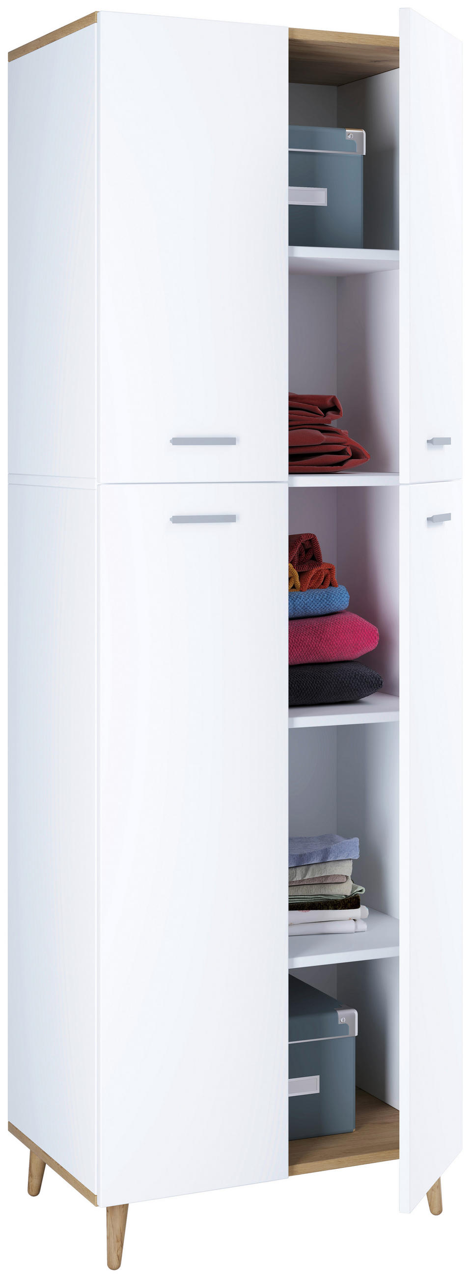 MULTISKÅP 60/184/39 cm 4-dörrar - vit/honungsek, Modern, trämaterial/plast (60/184/39cm) - MID.YOU