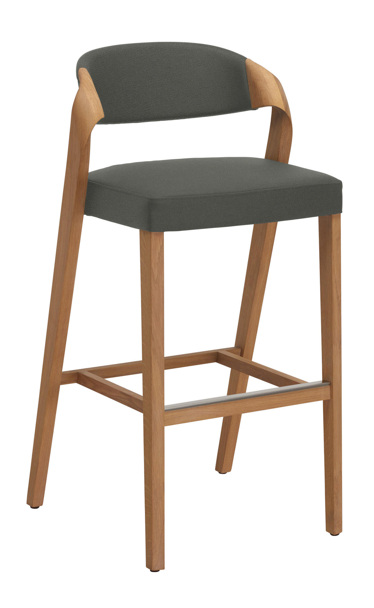 BARHOCKER in Grau, Wildeiche  - Wildeiche/Grau, Natur, Leder/Holz (52/103/52cm) - Voglauer