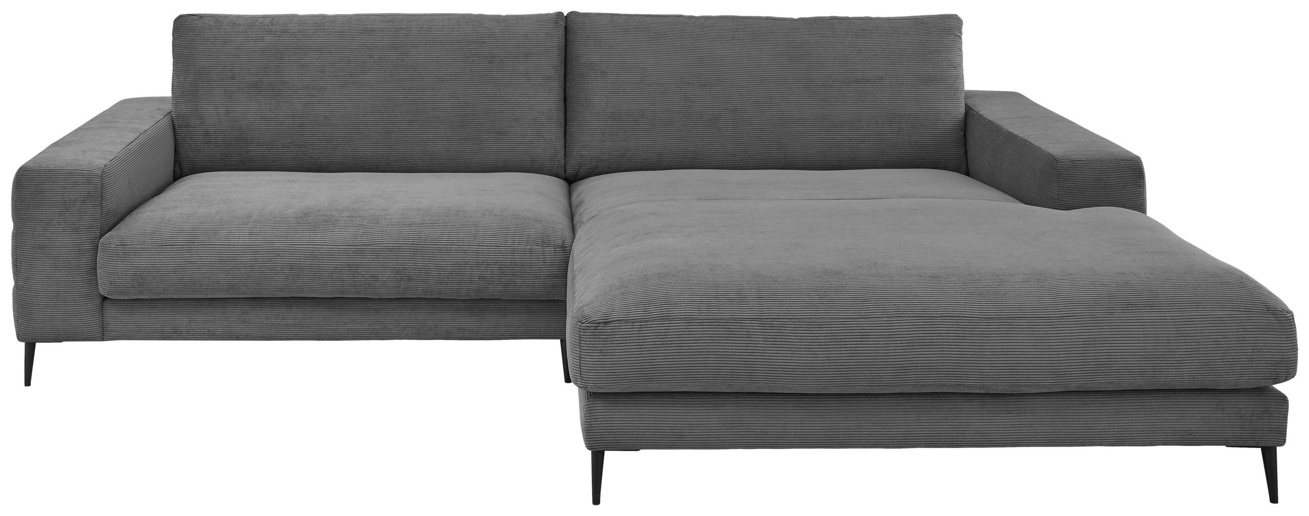 ECKSOFA Badia Base in Feincord Anthrazit  293/207 cm  - Anthrazit/Schwarz, Design, Textil/Metall (293/207cm) - Dieter Knoll
