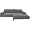 ECKSOFA Ottomane rechts  Badia Base Anthrazit Feincord  - Anthrazit/Schwarz, Design, Textil/Metall (293/207cm) - Dieter Knoll
