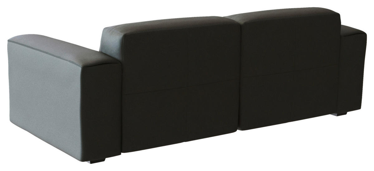 2,5-SITZER Dunkelgrau Echtleder  - Dunkelgrau/Schwarz, Design, Leder/Holz (219/73/102cm) - Livetastic