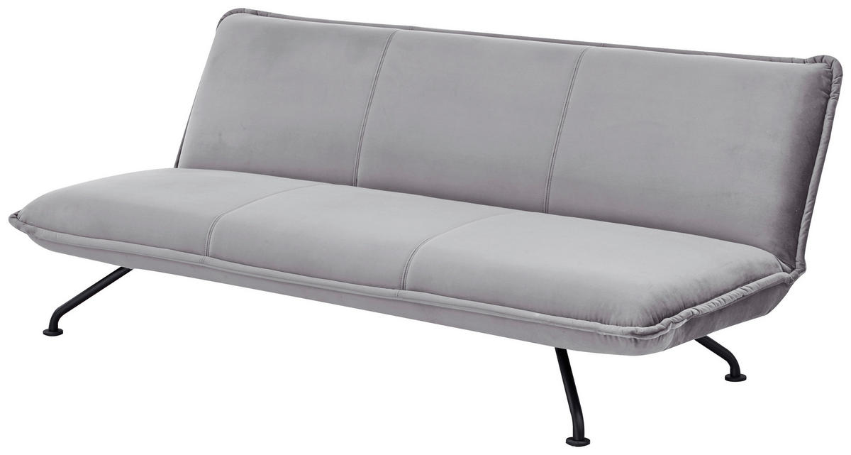 SCHLAFSOFA in Velours Grau  - Schwarz/Grau, MODERN, Textil/Metall (190/75/89cm) - MID.YOU