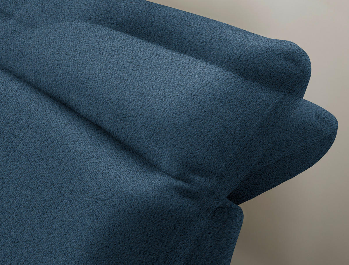 ECKSOFA in Chenille Blau  - Blau/Schwarz, Design, Textil/Metall (179-202/288cm) - Stylife