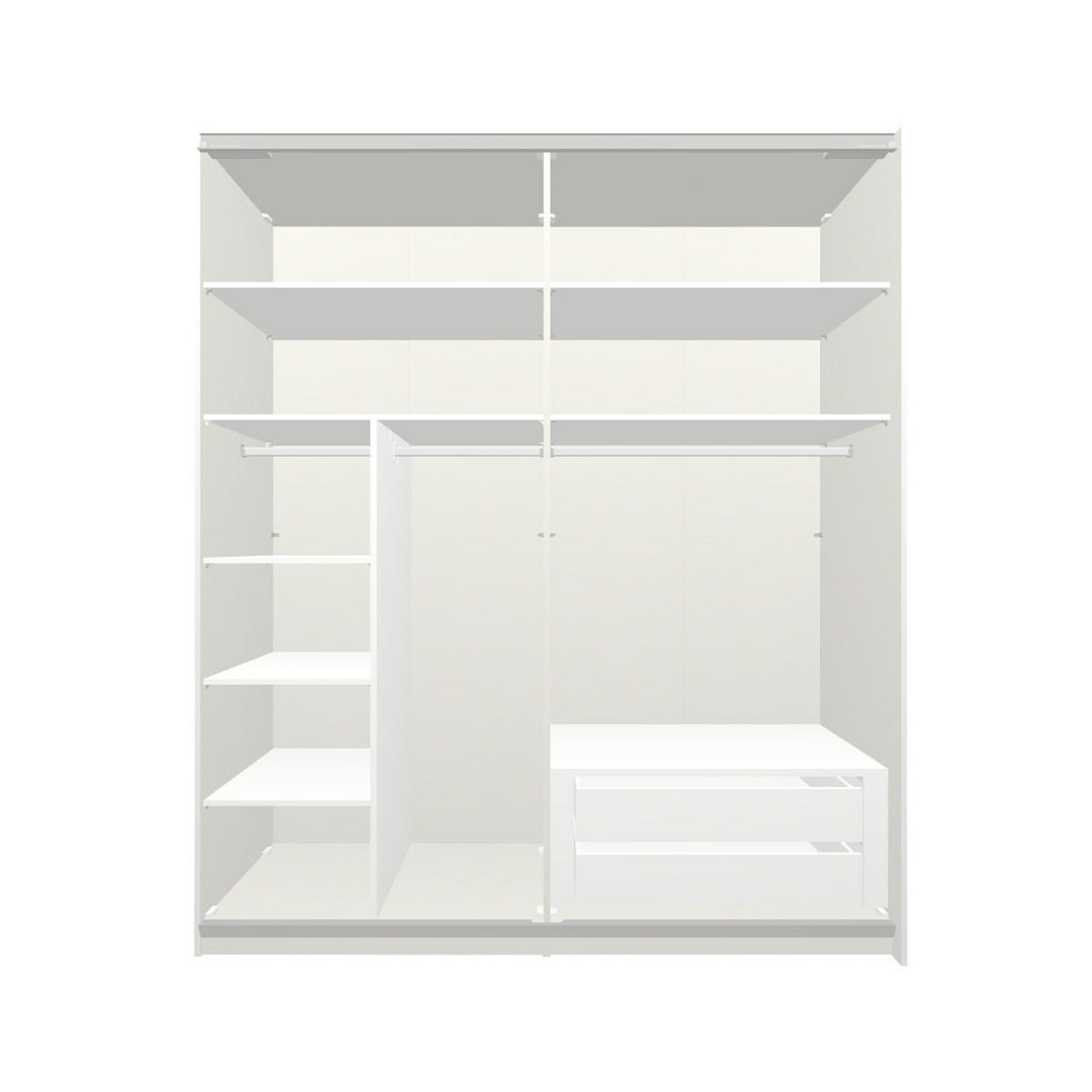 SCHWEBETÜRENSCHRANK 203/236/65 cm 2-türig Weiß  - Edelstahlfarben/Weiß, Design, Glas/Holzwerkstoff (203/236/65cm) - Boxxx