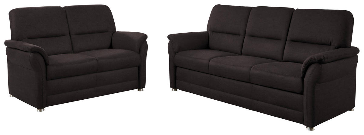 SITZGARNITUR in Mikrofaser Dunkelgrau  - Dunkelgrau/Alufarben, KONVENTIONELL, Textil/Metall (192/96/89cm) - Beldomo Comfort