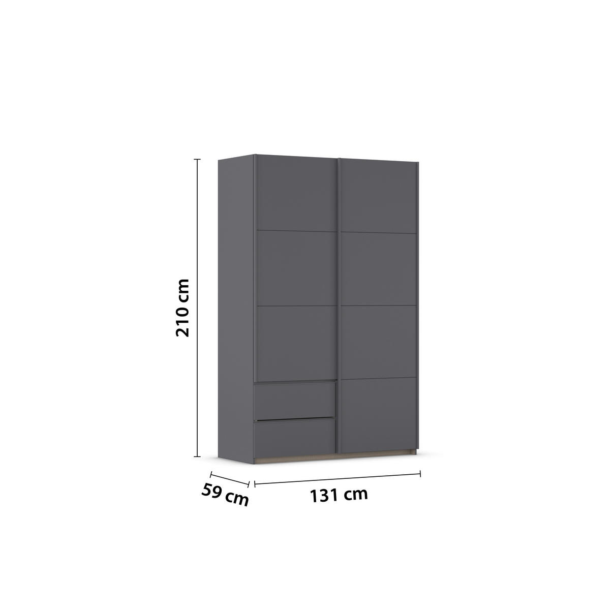 SCHWEBETÜRENSCHRANK in Grau  - Grau, Modern, Holzwerkstoff (131/210/59cm) - Rauch Möbel