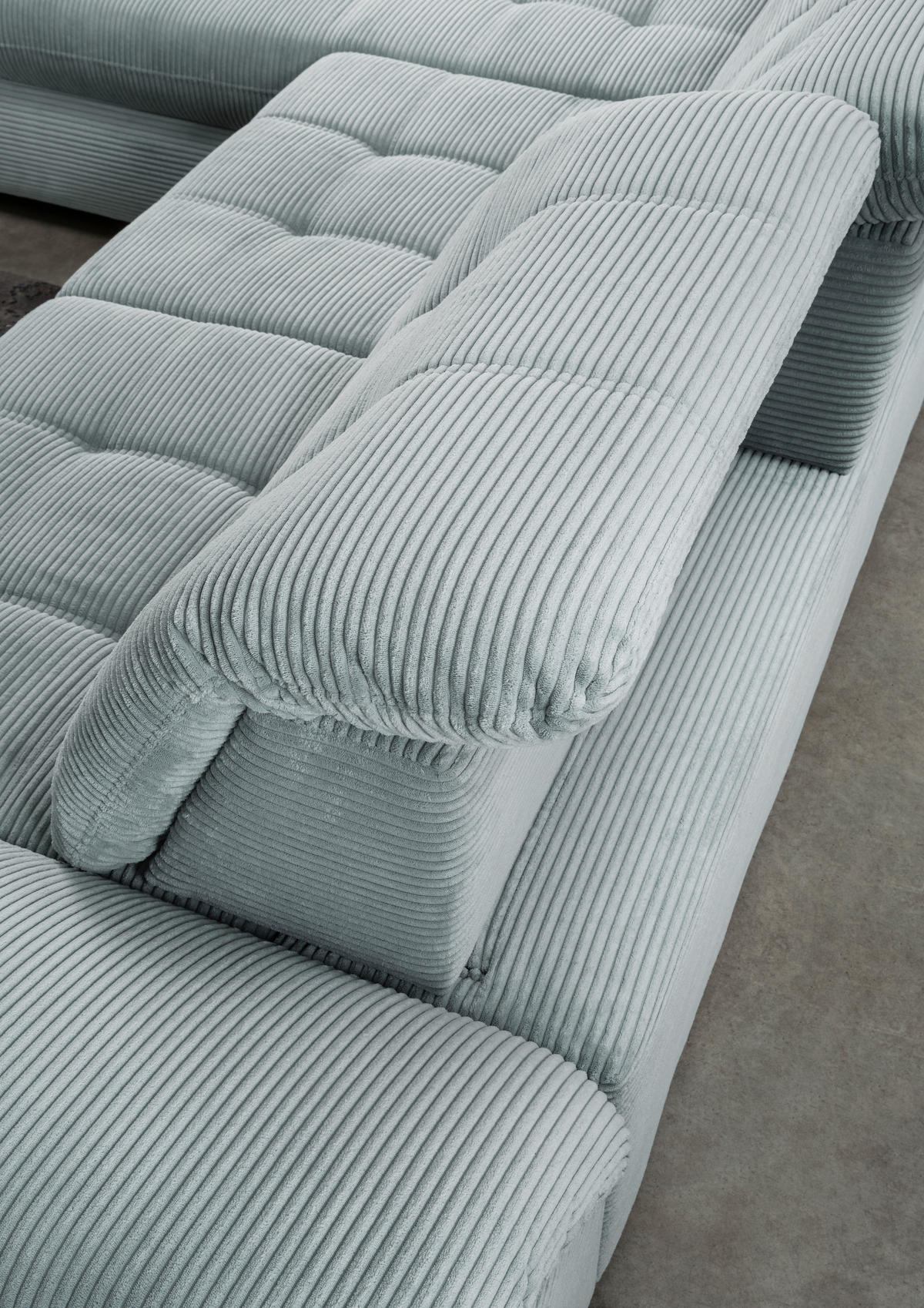 ECKSOFA in Cord Hellblau  - Schwarz/Hellblau, MODERN, Textil/Metall (184/314cm) - Livetastic