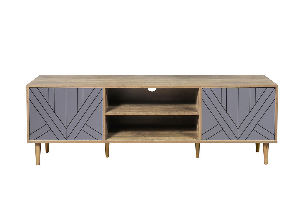 LOWBOARD  in 160/55/40 cm  - Naturfarben/Grau, Design, Holzwerkstoff (160/55/40cm) - Livetastic