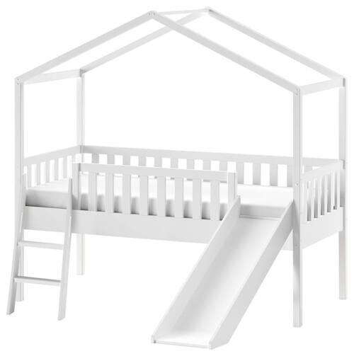HAUSBETT Absturzsicherung, Leiter, Rutsche, Rollrost 90/200 cm  - Weiß, Natur, Holz (90/200cm) - MID.YOU