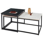 COUCHTISCHSET rechteckig Schwarz, Weiß 50/100/46/35/57/50 cm  - Schwarz/Weiß, LIFESTYLE, Stein/Metall (50/100/46/35/57/50cm) - Carryhome